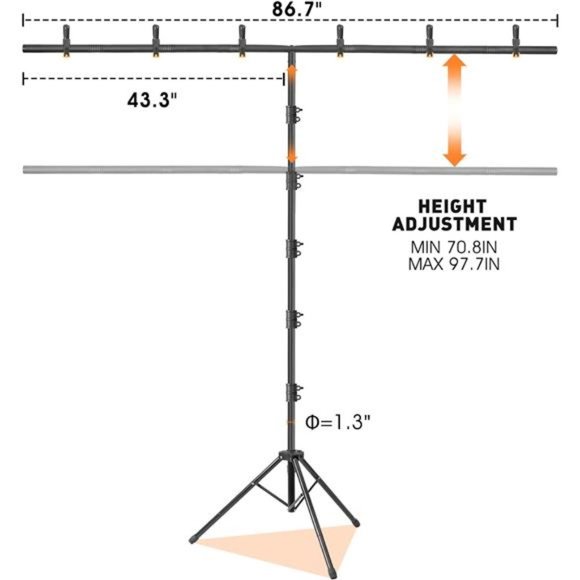 T-Shape Backdrop Stand Kit - 8 x 5.3ft Adjustable Photo Backdrop Stand ,Portable - Picture 4 of 8
